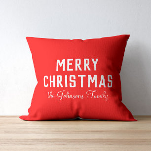 Elegant Clear Classic Red Christmas Throw Pillow