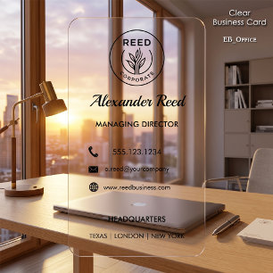 Elegant Clear Corporate Business Card with Logo Cards