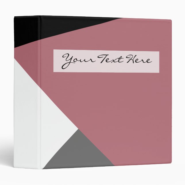 elegant clear dusty pink, black, grey geometrics binder (Front/Spine)
