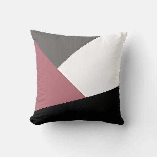 elegant clear dusty pink black grey geometrics throw pillow