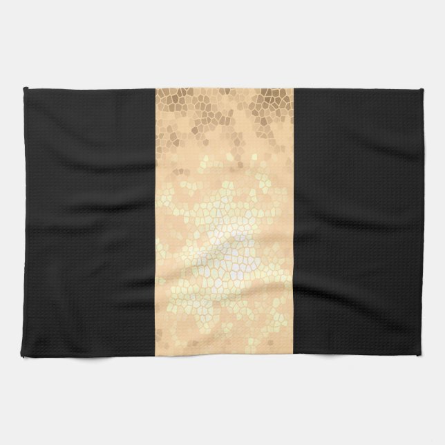 elegant clear faux gold and black stripes kitchen towel (Horizontal)