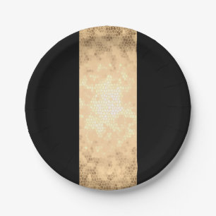 elegant clear faux gold and black stripes paper plates