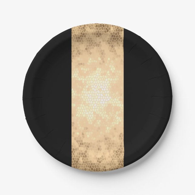 elegant clear faux gold and black stripes paper plates (Front)