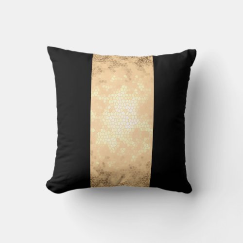 elegant clear faux gold and black stripes throw pillow