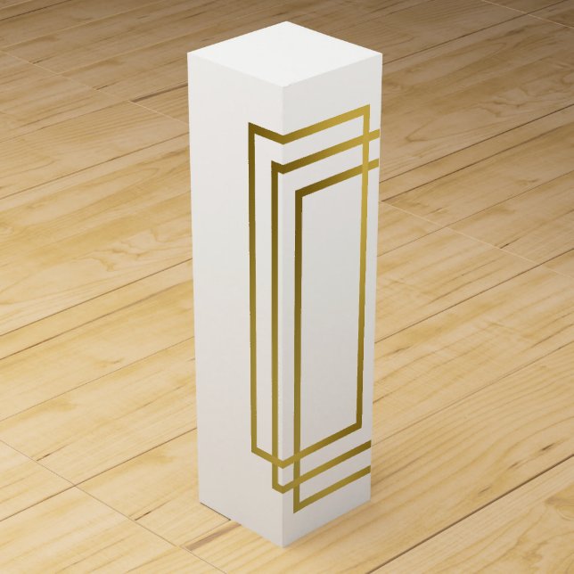 elegant clear faux gold geometric rectangles wine box (Front)