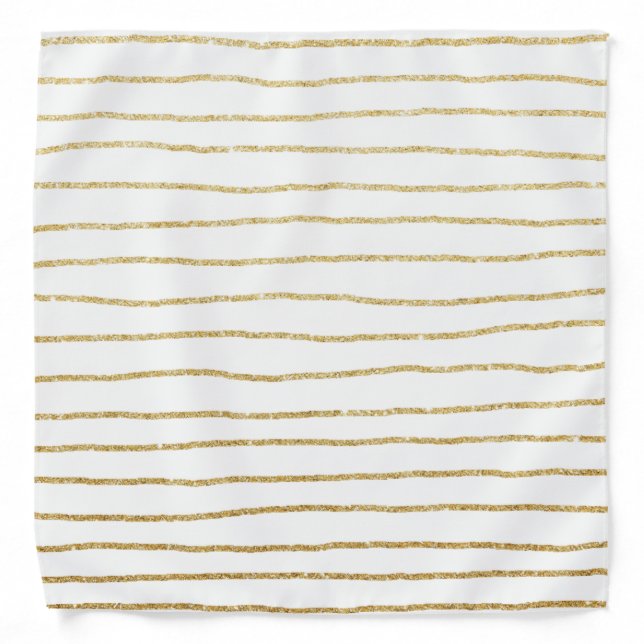 elegant clear faux gold glitter stripes pattern bandana (Front)