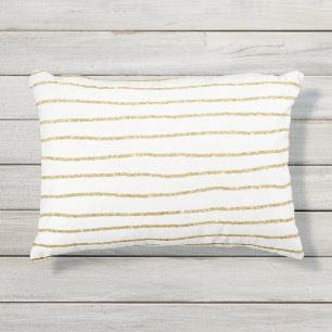 elegant clear faux gold glitter stripes pattern outdoor pillow