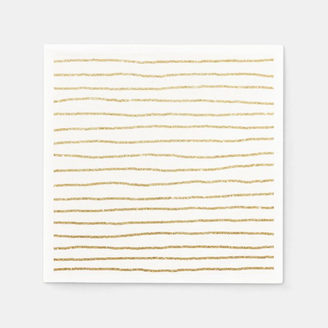 elegant clear faux gold glitter stripes pattern paper napkins (Front)