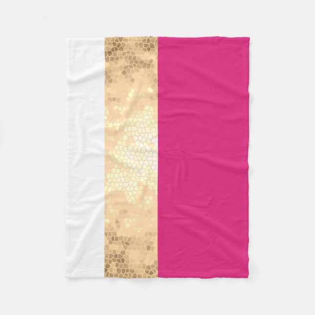 elegant clear faux gold pink white stripes fleece blanket (Front)