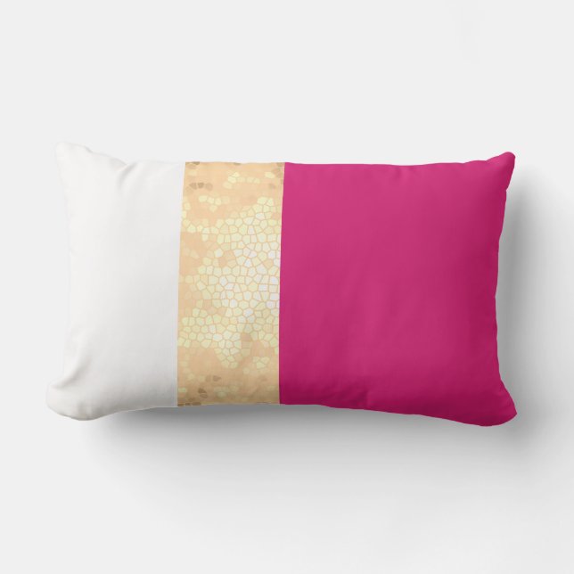 elegant clear faux gold pink white stripes lumbar pillow (Front)