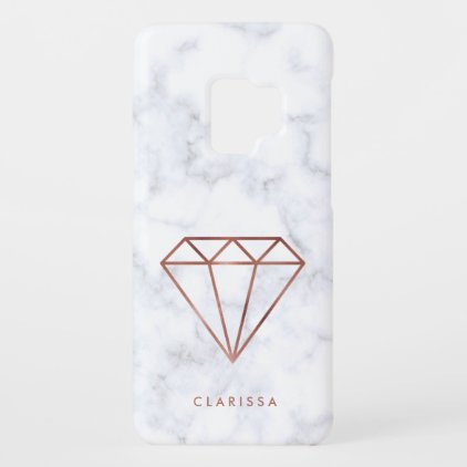 elegant clear faux rose gold diamond white marble Case-Mate samsung galaxy s9 case