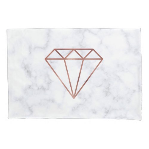 elegant clear faux rose gold diamond white marble pillow case