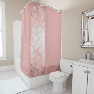 elegant clear faux rose gold pink stripes shower curtain