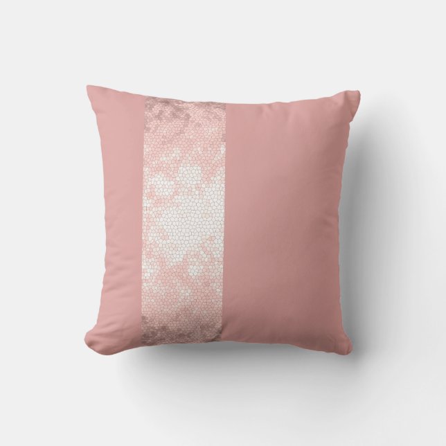 elegant clear faux rose gold pink stripes throw pillow (Front)