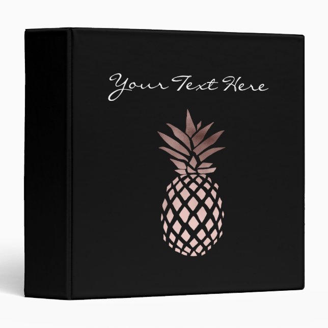elegant clear faux rose gold tropical pineapple binder (Front/Spine)