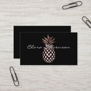 elegant clear faux rose gold tropical pineapple business card