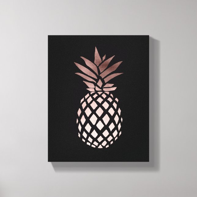 elegant clear faux rose gold tropical pineapple canvas print (Front)