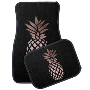 elegant clear faux rose gold tropical pineapple car floor mat