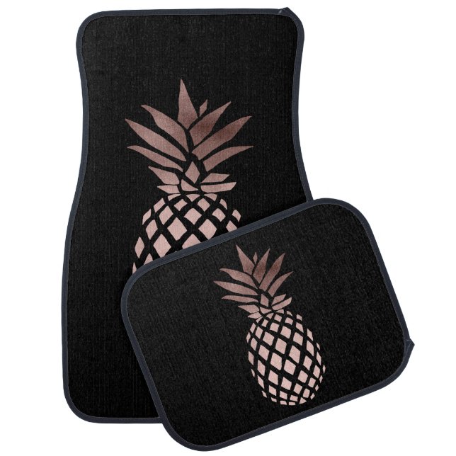 elegant clear faux rose gold tropical pineapple car floor mat (Set)