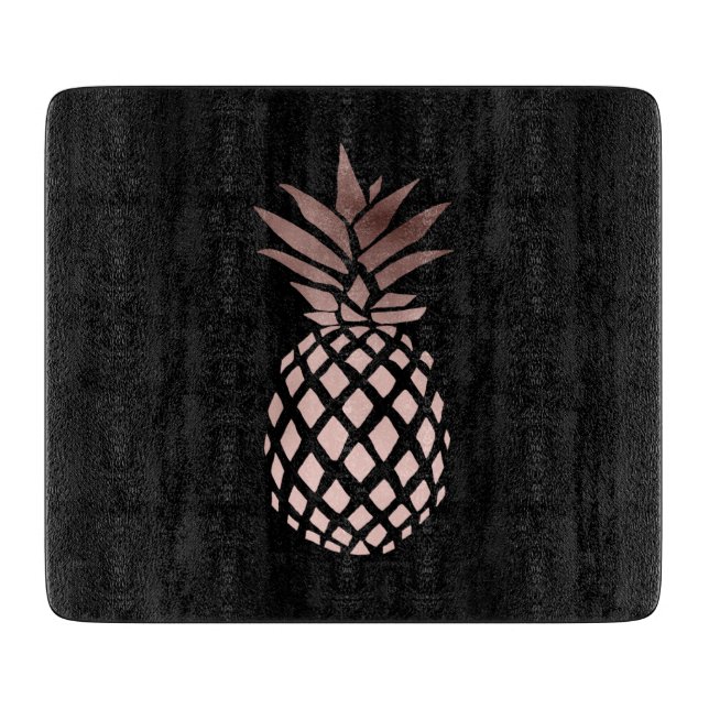 elegant clear faux rose gold tropical pineapple cutting board (Front)