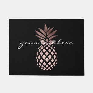 elegant clear faux rose gold tropical pineapple doormat