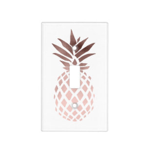 elegant clear faux rose gold tropical pineapple light switch cover