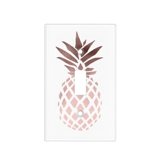 elegant clear faux rose gold tropical pineapple light switch cover (Front)