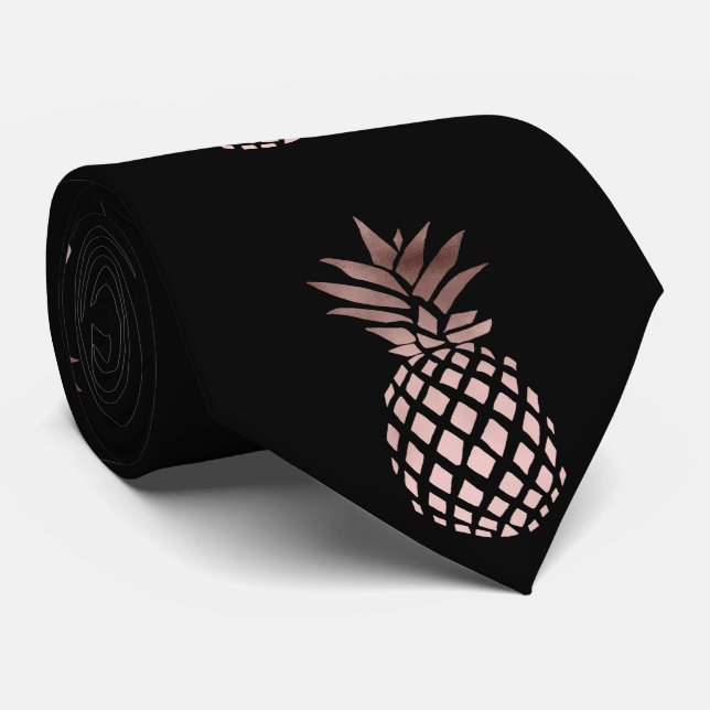 elegant clear faux rose gold tropical pineapple neck tie (Rolled)