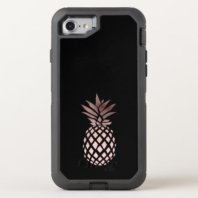 elegant clear faux rose gold tropical pineapple otterbox iPhone case (Back)