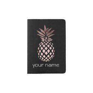 elegant clear faux rose gold tropical pineapple passport holder