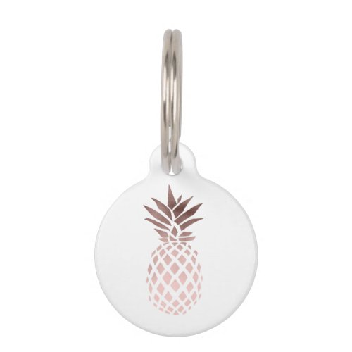 elegant clear faux rose gold tropical pineapple pet tag