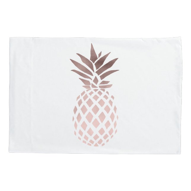 elegant clear faux rose gold tropical pineapple pillowcase (Back)
