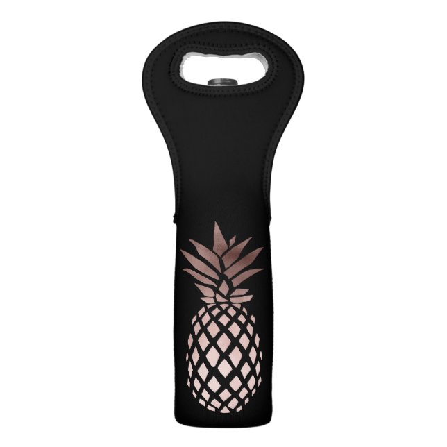 elegant clear faux rose gold tropical pineapple wine bag (Front)
