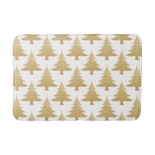 elegant clear gold glitter Christmas tree pattern Bathroom Mat