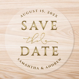 Elegant Clear Gold Save the Date Envelope Seal