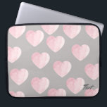 elegant clear light pink love heart pattern laptop sleeve<br><div class="desc">Minimalist,  modern and clear design representing baby pink color hearts pattern on a trendy warm grey background.</div>