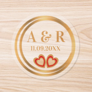 Elegant Clear Monogram Round Wedding Stickers 