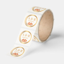 Elegant Clear Monogram Round Wedding Stickers