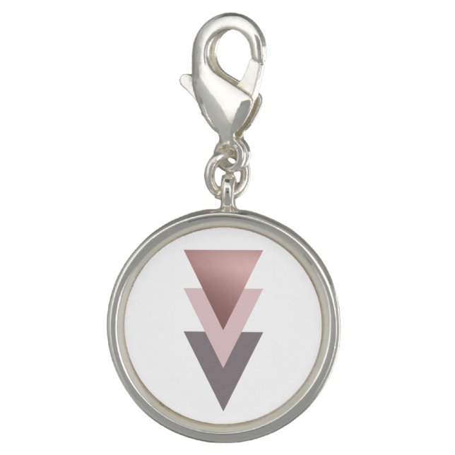 elegant clear rose gold foil geometric triangles charm (Front)