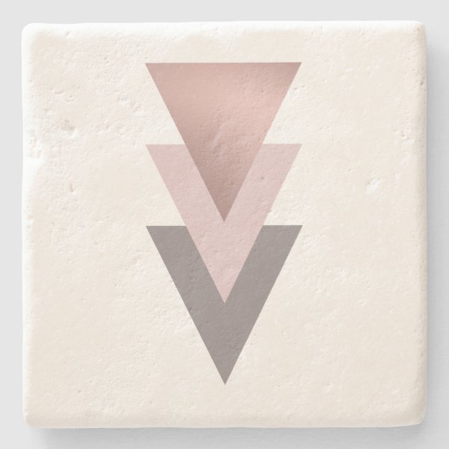 elegant clear rose gold geometric triangles stone coaster (Front)