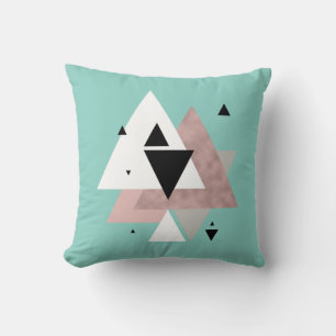 elegant clear rose gold mint geometric triangles throw pillow