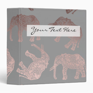 elegant clear rose gold tribal elephant pattern binder