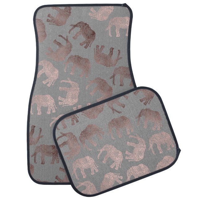 elegant clear rose gold tribal elephant pattern car mat (Set)