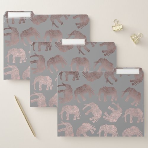 elegant clear rose gold tribal elephant pattern file folder