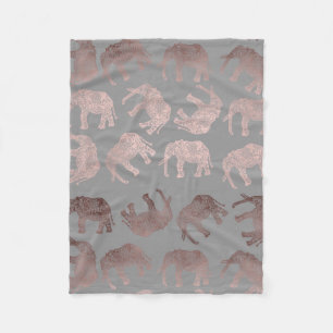 elegant clear rose gold tribal elephant pattern fleece blanket