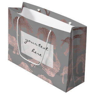 elegant clear rose gold tribal elephant pattern large gift bag
