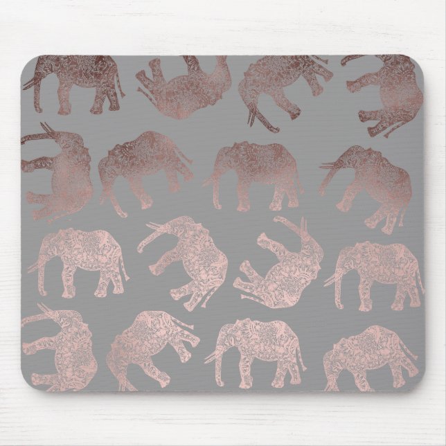 elegant clear rose gold tribal elephant pattern mouse pad (Front)