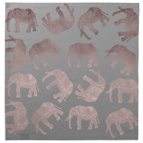 elegant clear rose gold tribal elephant pattern napkin