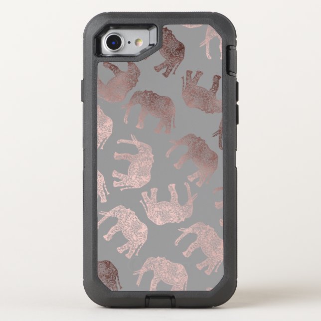 elegant clear rose gold tribal elephant pattern otterbox iPhone case (Back)