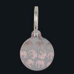 elegant clear rose gold tribal elephant pattern pet tag<br><div class="desc">Minimalist and elegant design representing tribal faux rose gold elephant pattern on a grey background.</div>